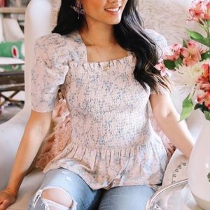 Rachel Parcell Square Neck Smock Top